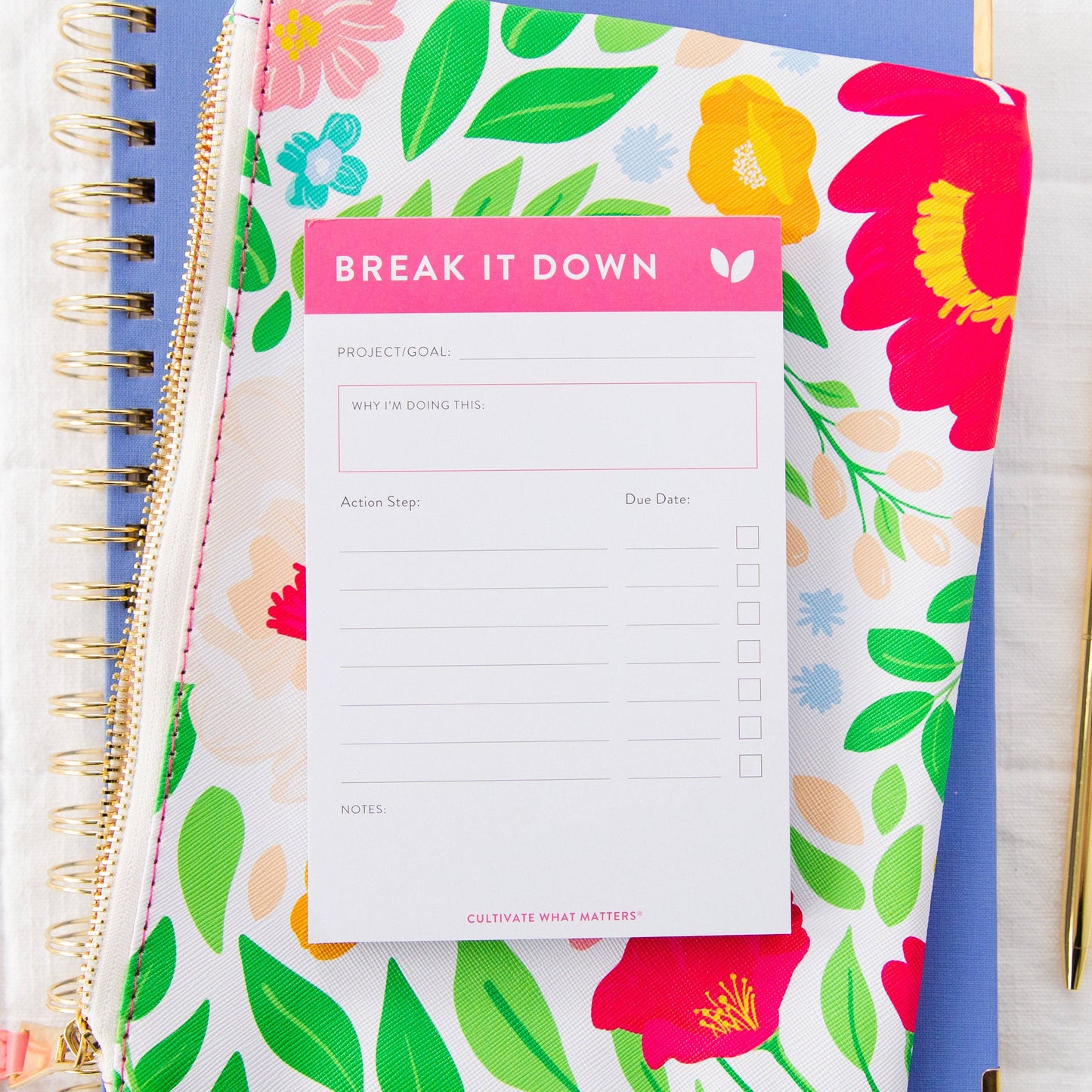 Mini Break it Down Notepad - Peony Pink