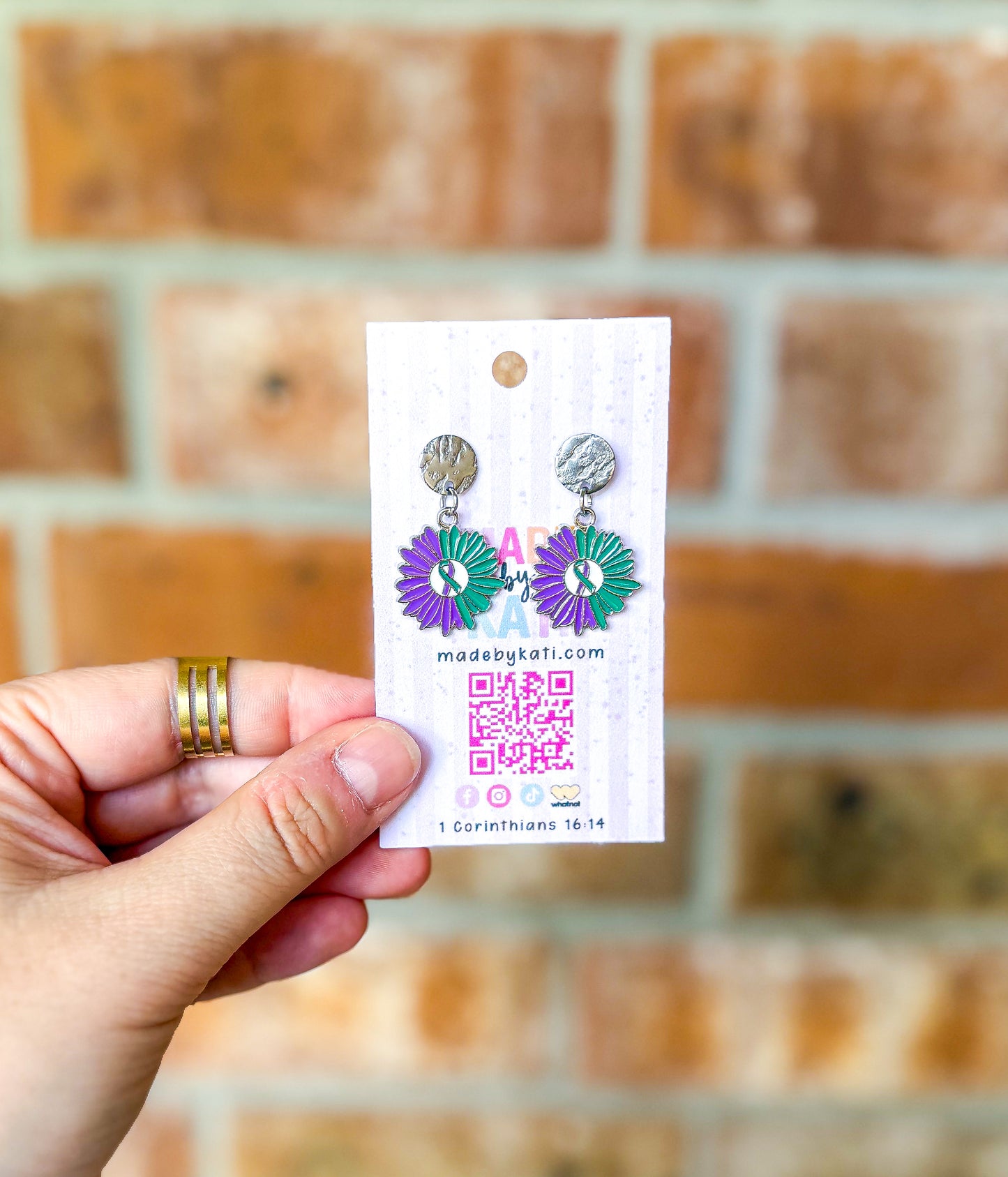 Ribbon/Flower| Awareness Dangle Earrings