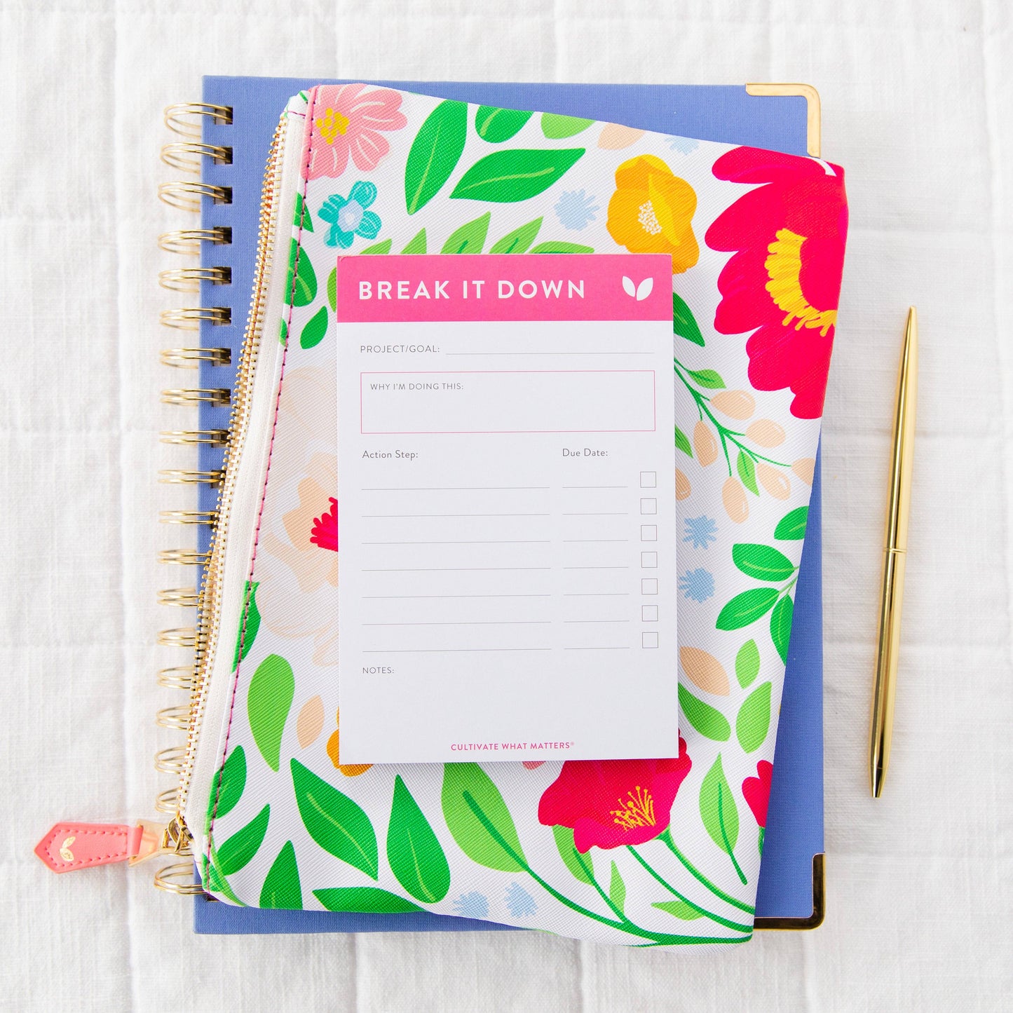 Mini Break it Down Notepad - Peony Pink
