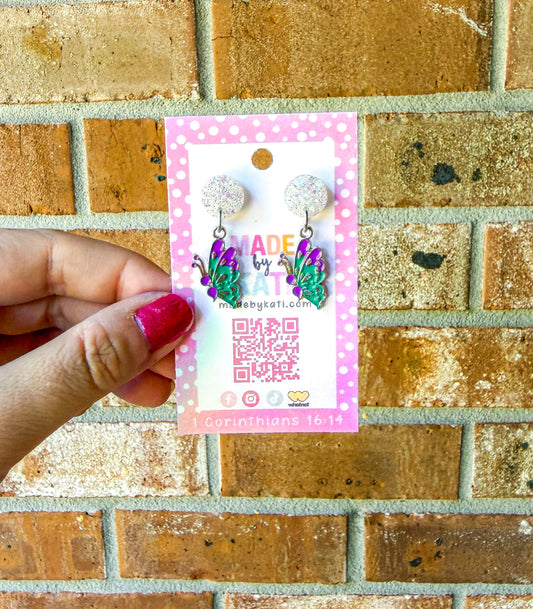 Butterfly Semicolon;| Awareness Dangle Earrings