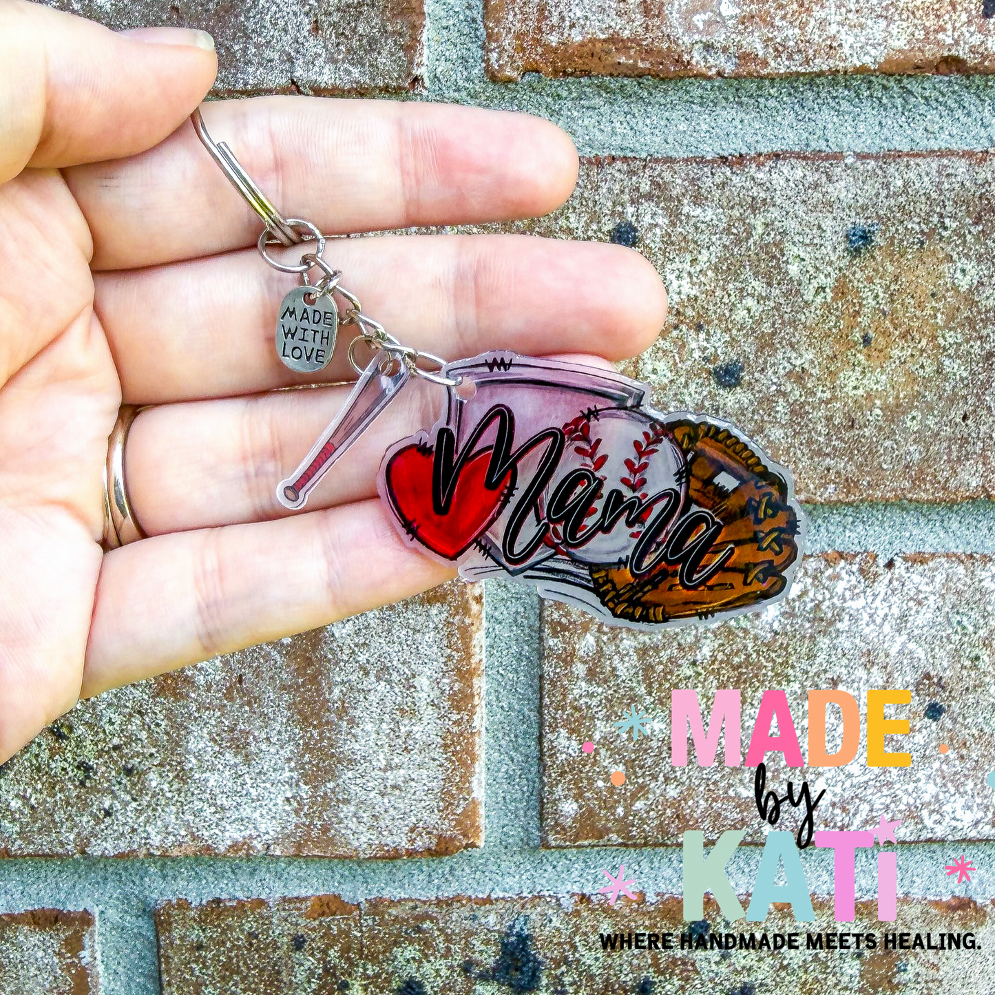 Red Baseball Mama| Keychain