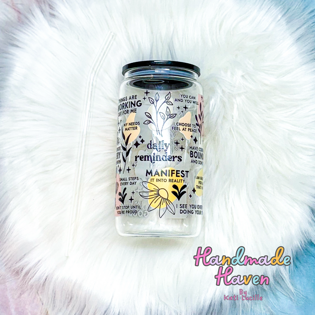 Daily Reminders- 16oz Glass Cold Cup