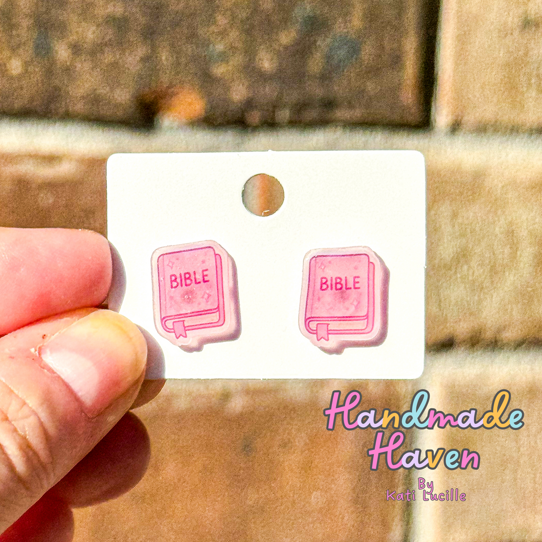 Pink Bible Studs